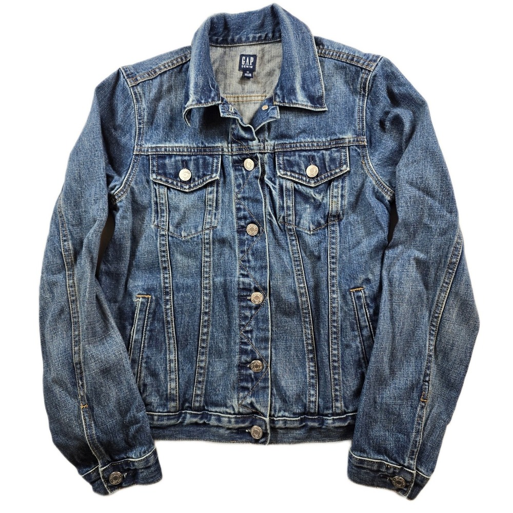 GAP‎ Denim Jacket Womens XS Blue Jean Cotton Trucker Medium Wash Gap For Good